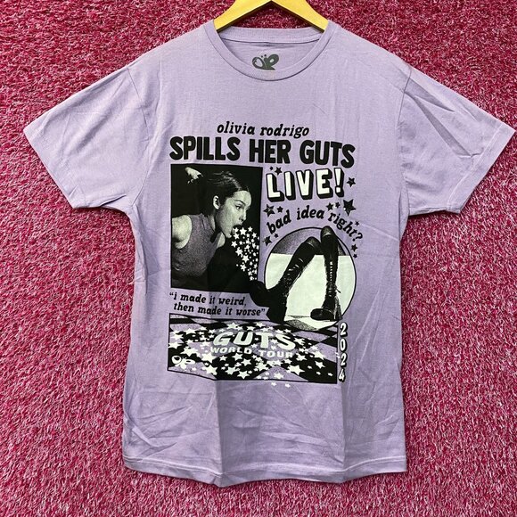 Olivia Rodrigo Spills Her Guts Live Purple T-Shirt Large - Picture 1 of 4
